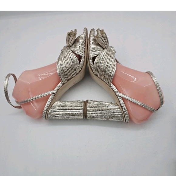 Loeffler Randall Camellia Bow-Embellished Lamé Sandals - Picture 12 of 16